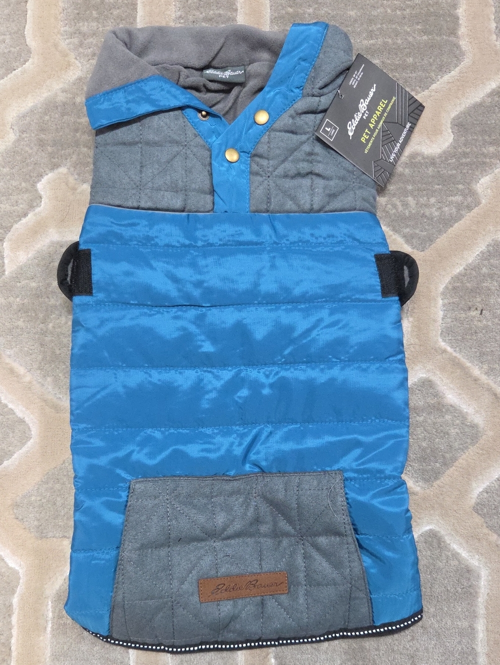 Eddie Bauer Blue & Gray Quilted Puffer Jacket For Dogs